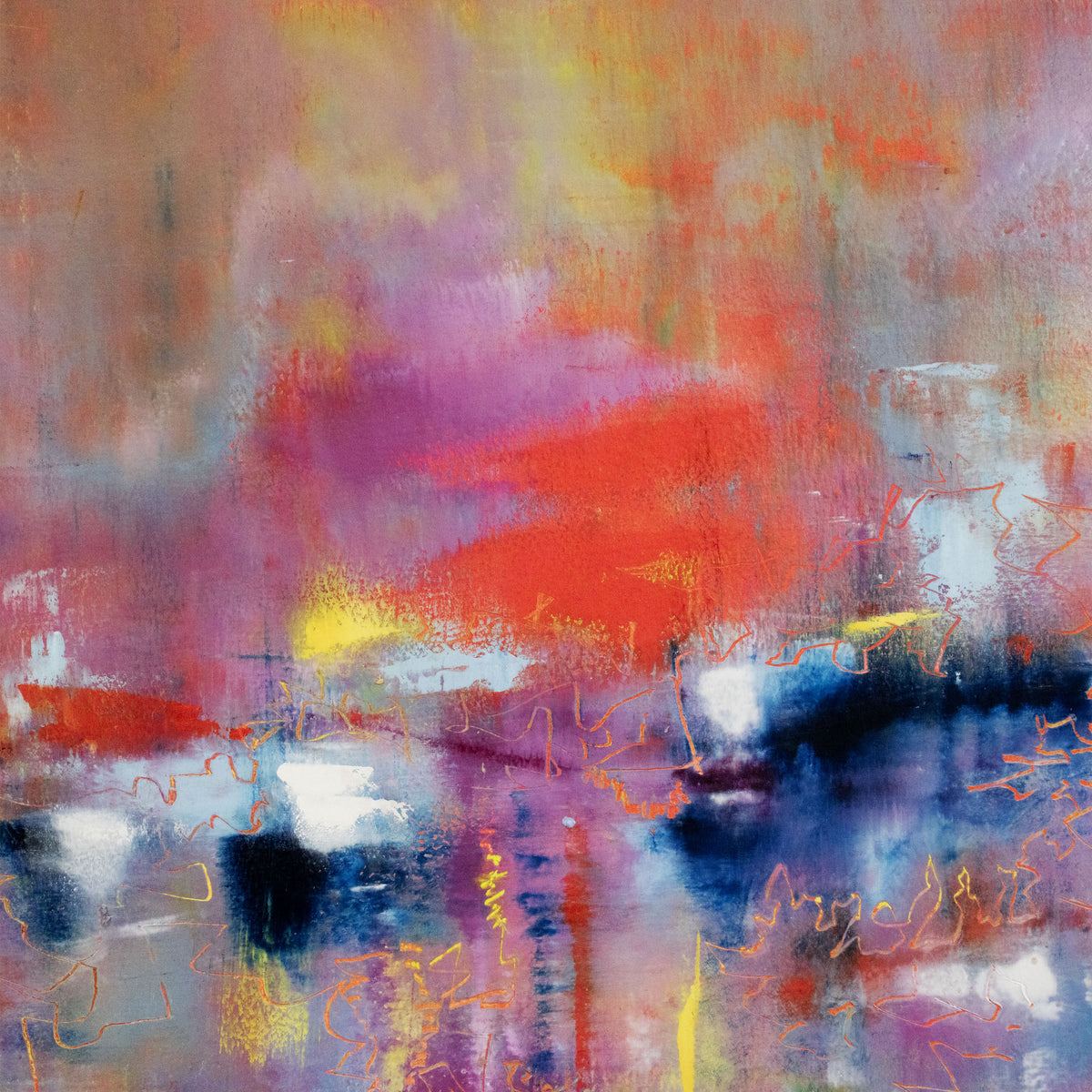 Red Aura | 12x12 inch | oil & cold wax