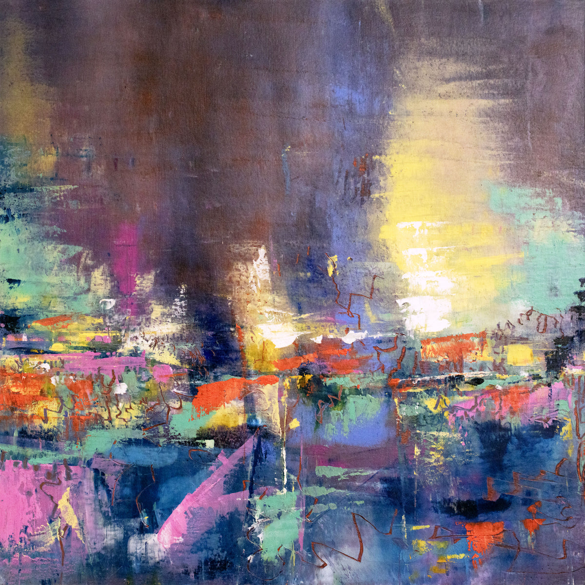 Chicago Nights II  | 12x12 inch | oil & cold wax
