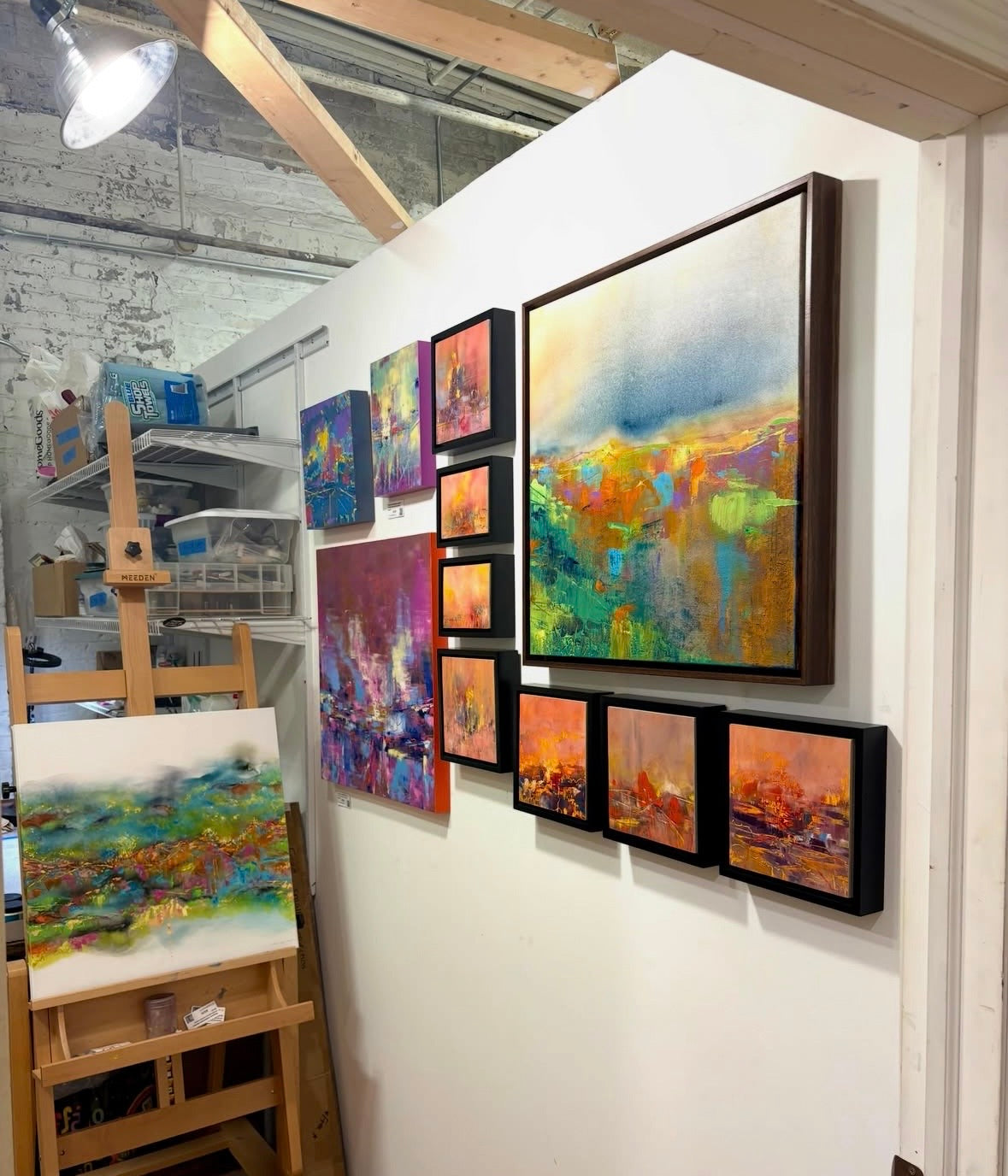 Urban Glow | 24x24" | Ink & Acrylic | Walnut Float Frame